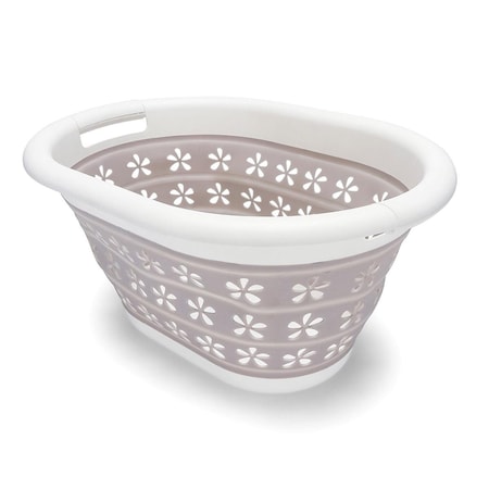 Strike3 Collapsible Utility Basket; Small - White & Taupe ST367802